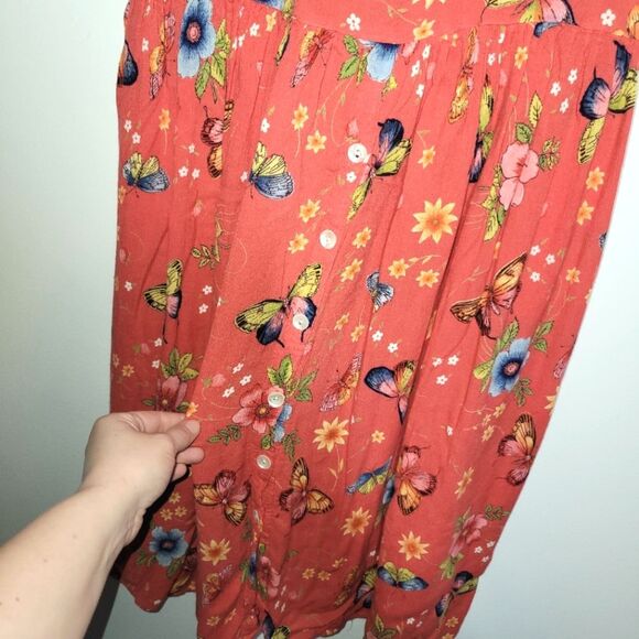 Bila Vintage Butterfly Floral Midi Dress Medium - Picture 3 of 12